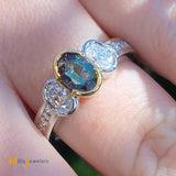 Alexandrite jewelry - diamond ring size 7.75