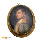 Antique 14K Yellow Gold Hand-Painted Napoleon Portrait Brooch Pin