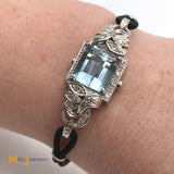 14K White Gold 7.10ct Aquamarine 0.46cts Diamond Bracelet