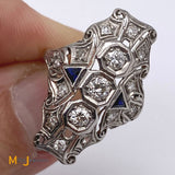vintage art deco platinum diamond ring size 6.25