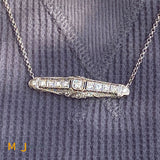 Platinum 1ctw Diamond Filigree Vintage Art Deco Pin Pendant Necklace