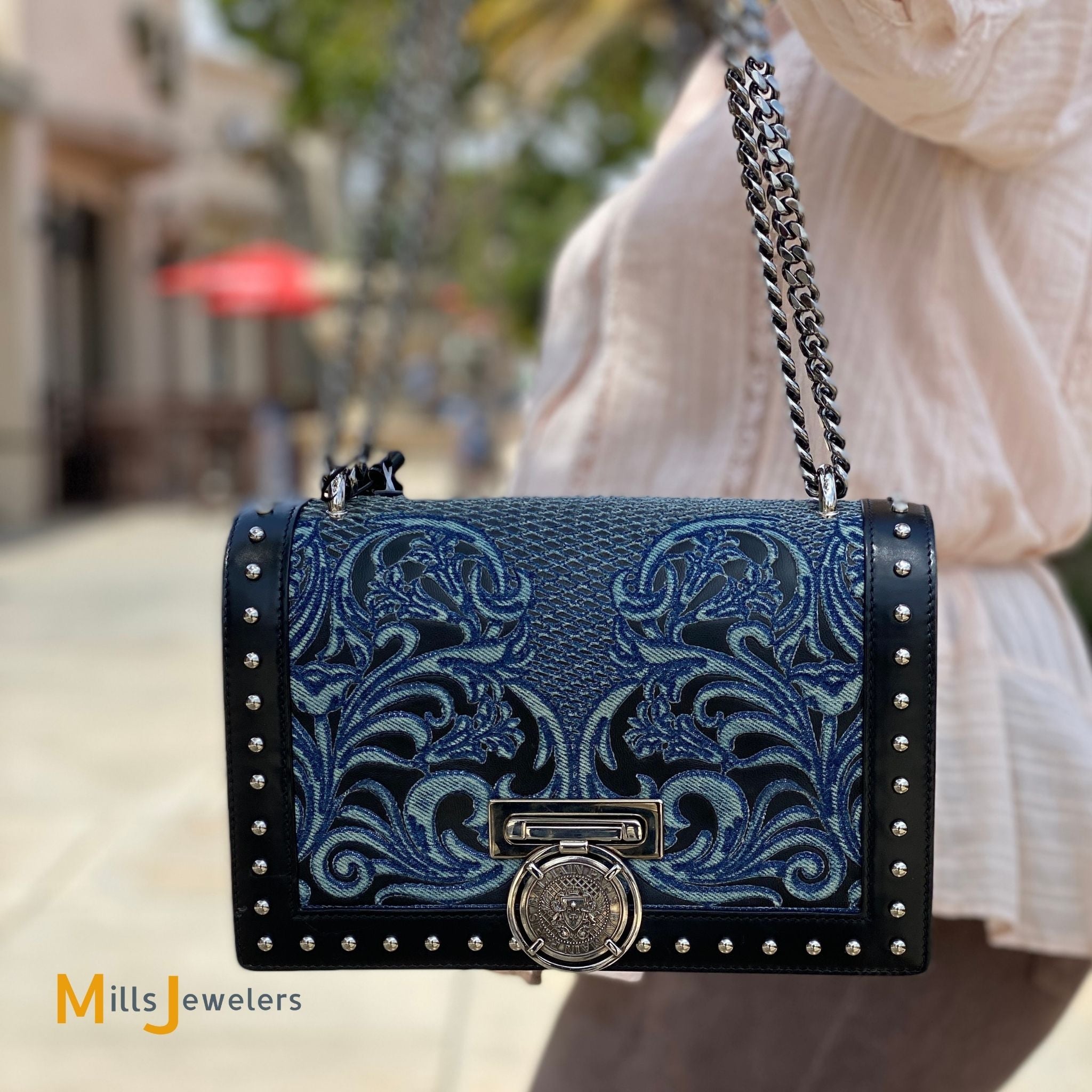 blue denim crossbody bag