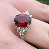 18K White Gold 5.40ct Spessartite Garnet 0.40cts Diamond Ring Size 6.25