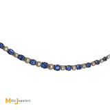 14K Yellow Gold Blue Sapphire Pearl Necklace