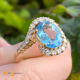 topaz and diamond cocktail ring size 8