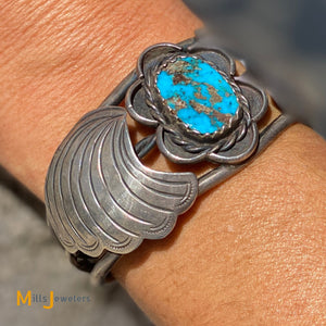 sterling silver blue turquoise bracelet cuff
