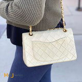 Chanel Vintage Classic Double Flap Handbag Beige
