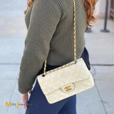 Chanel Vintage Classic Double Flap Handbag Beige