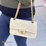 Chanel Vintage Classic Double Flap Handbag Beige