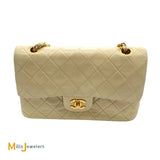 Chanel Vintage Classic Double Flap Handbag Beige