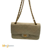 Chanel Vintage Classic Double Flap Handbag Beige