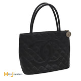chanel reprint silver medallion tote bag