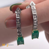Two-Tone 2.06cts Colombian Emerald 0.36cts Diamonds Dangle Earrings