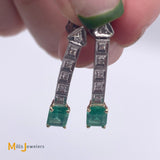 Two-Tone 2.06cts Colombian Emerald 0.36cts Diamonds Dangle Earrings