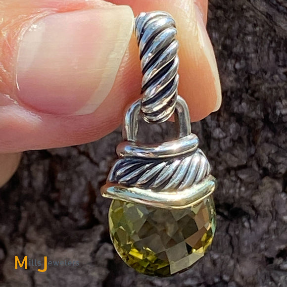 David Yurman Peridot Two tone Silver 14K Gold Pendant Mills Jewelers Loan