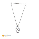 Estate Platinum Diamonds 1.42ctw and Sapphires Deco Necklace