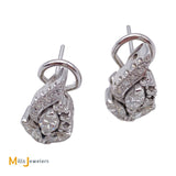 14k white gold omega back diamond earrings