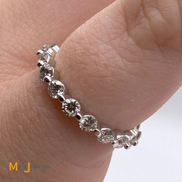 14K White Gold 1.02ct Diamond Eternity Band Ring Size 4