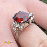 18K White Gold 5.40ct Spessartite Garnet 0.40cts Diamond Ring Size 6.25