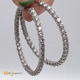14K White Gold 6.30ctw Lab-Created Diamond Inside Out Hoop Earrings