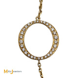 18K Yellow Gold 1.28ctw Diamond Dangles Station Charm Necklace