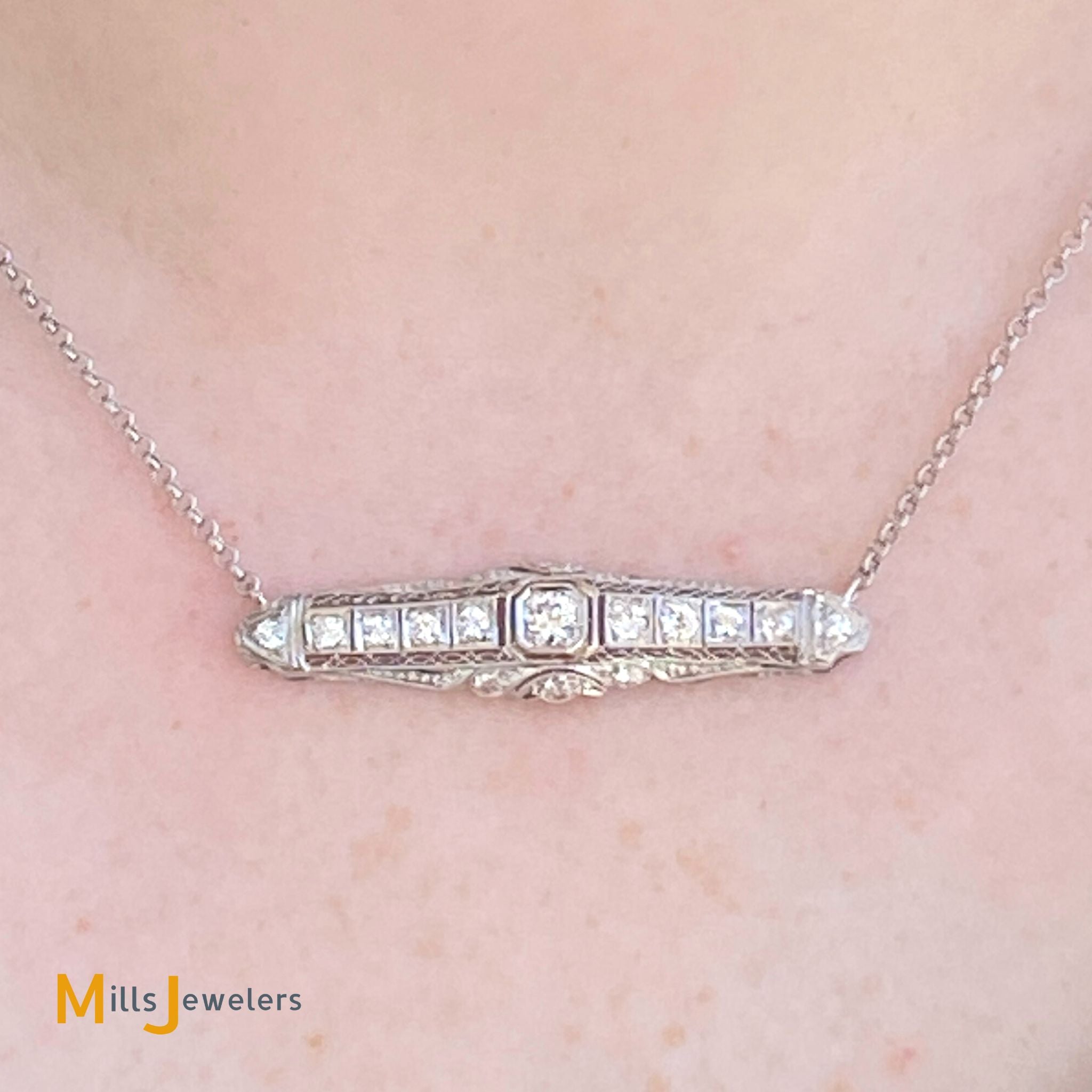 Art Deco Platinum 27.5 Carat Diamond Necklace – Robinson's Jewelers