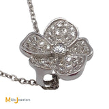 18K White Gold 0.35ctw Diamond Flower Pendant Chain Necklace