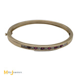 14k yellow gold diamond ruby bangle bracelet