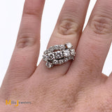 Platinum 3-Row 2.03ctw Diamond Ring Size 5.75