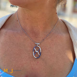 Estate Platinum Diamonds 1.42ctw and Sapphires Deco Necklace