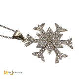18K White Gold 0.75ctw Diamond Snowflake Pendant Necklace
