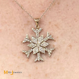 18k white gold snowflake pendant with chain