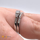14K White Gold 0.41ctw Diamond Bridal Ring Set Size 5.25