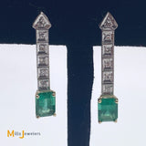 Two-Tone 2.06cts Colombian Emerald 0.36cts Diamonds Dangle Earrings