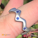 Platinum Sapphire Free-form Band Ring Size 8.5