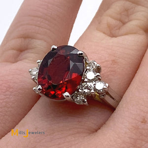 18K White Gold 5.40ct Spessartite Garnet 0.40cts Diamond Ring Size 6.25
