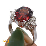 18K White Gold 5.40ct Spessartite Garnet 0.40cts Diamond Ring Size 6.25