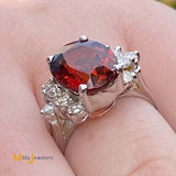 18K White Gold 5.40ct Spessartite Garnet 0.40cts Diamond Ring Size 6.25