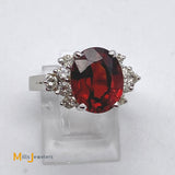 18K White Gold 5.40ct Spessartite Garnet 0.40cts Diamond Ring Size 6.25