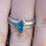 marquise diamond ring irradiated blue 0.85ctw 