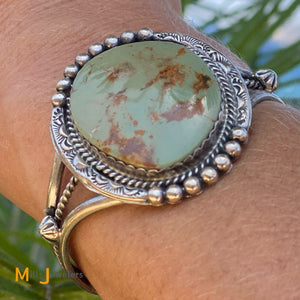 Sterling Silver Green Turquoise Cuff Bracelet