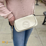 Gucci Soho Off-White Chain Strap Pebbled Calfskin Shoulder Bag