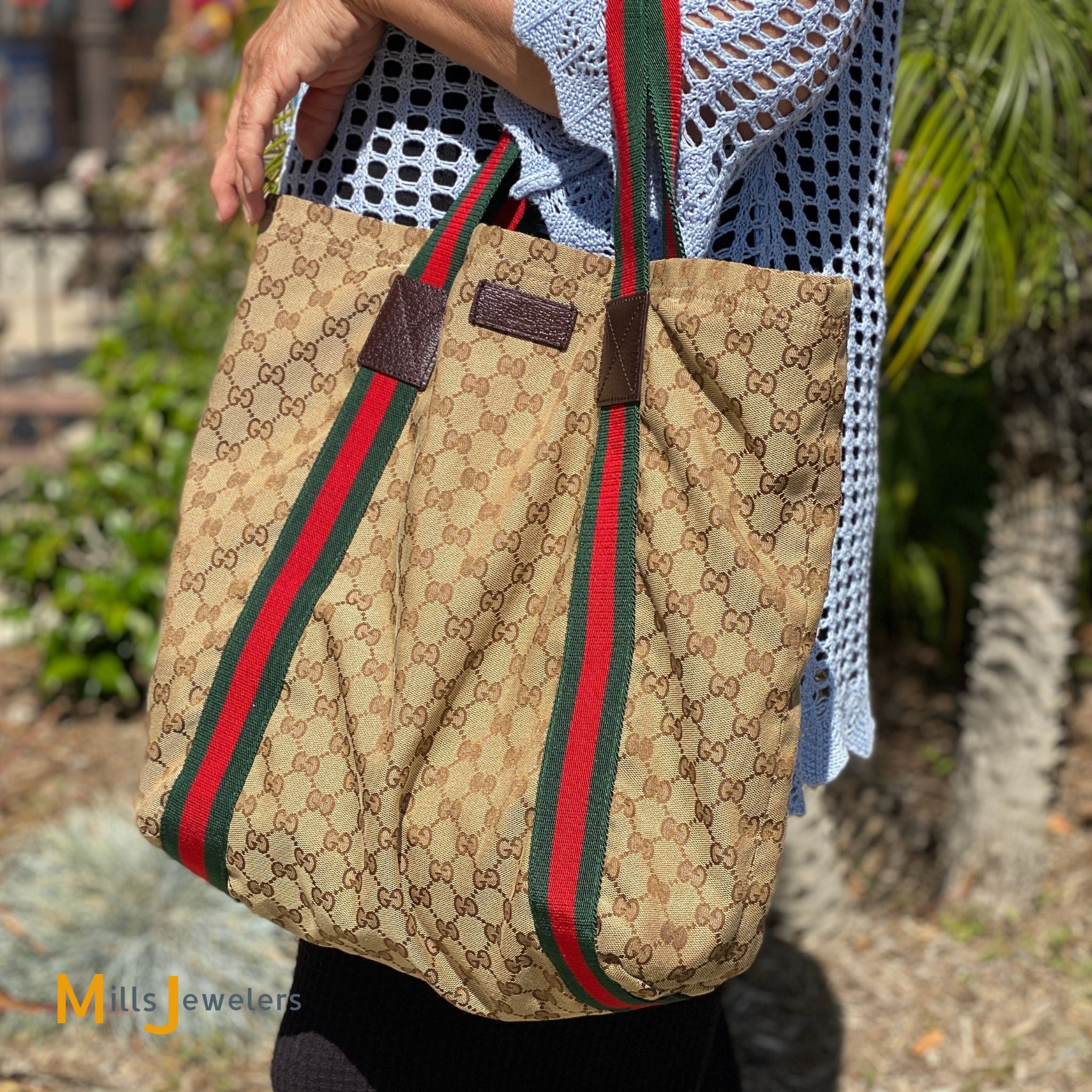 Palace x Gucci GG Jumbo Canvas Web Detail Tote Bag Beige in Canvas with  Gold-tone - US