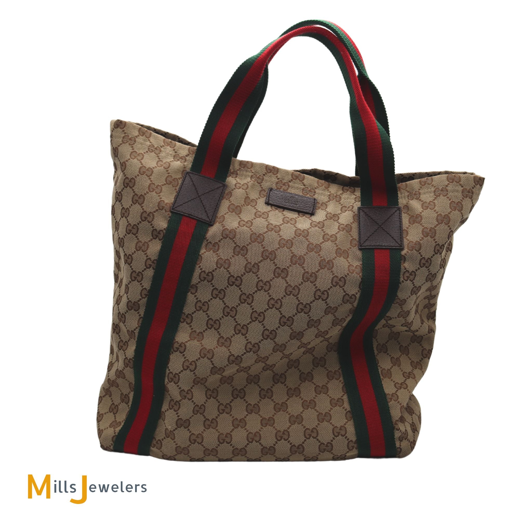 Brown Gucci GG Canvas Web Tote Bag