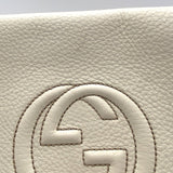 Gucci Soho Off-White Chain Strap Pebbled Calfskin Shoulder Bag