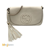 Gucci Soho Off-White Chain Strap Pebbled Calfskin Shoulder Bag