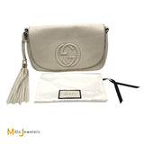 Gucci Soho Off-White Chain Strap Pebbled Calfskin Shoulder Bag
