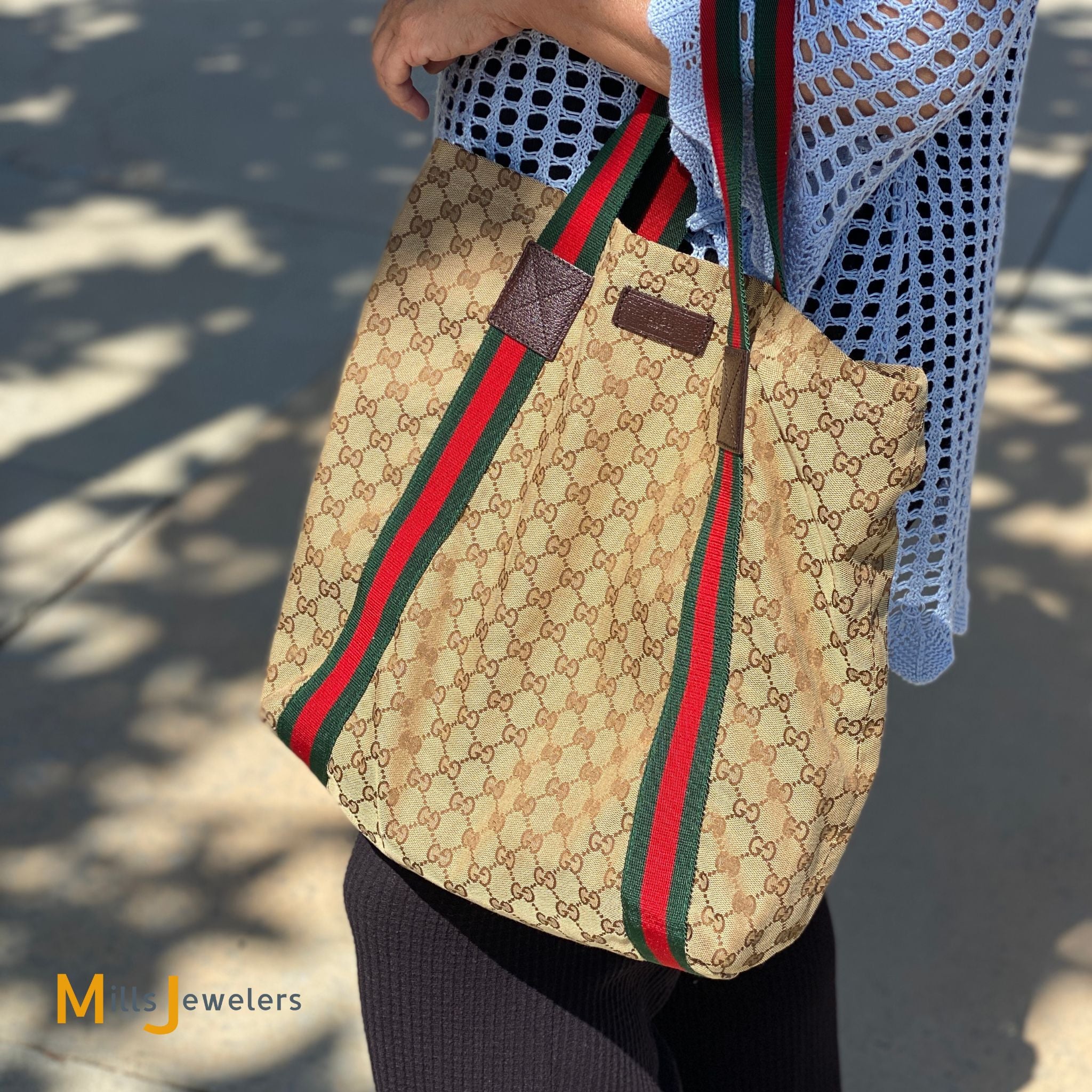 Gucci GG Original Web Tote Bag Tall – Mills Jewelers & Loan