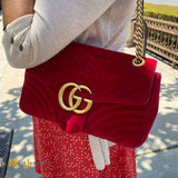 Gucci Marmont Red Velvet Shoulder Bag