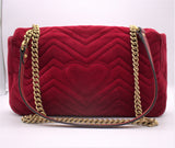 Gucci Marmont Red Velvet Shoulder Bag